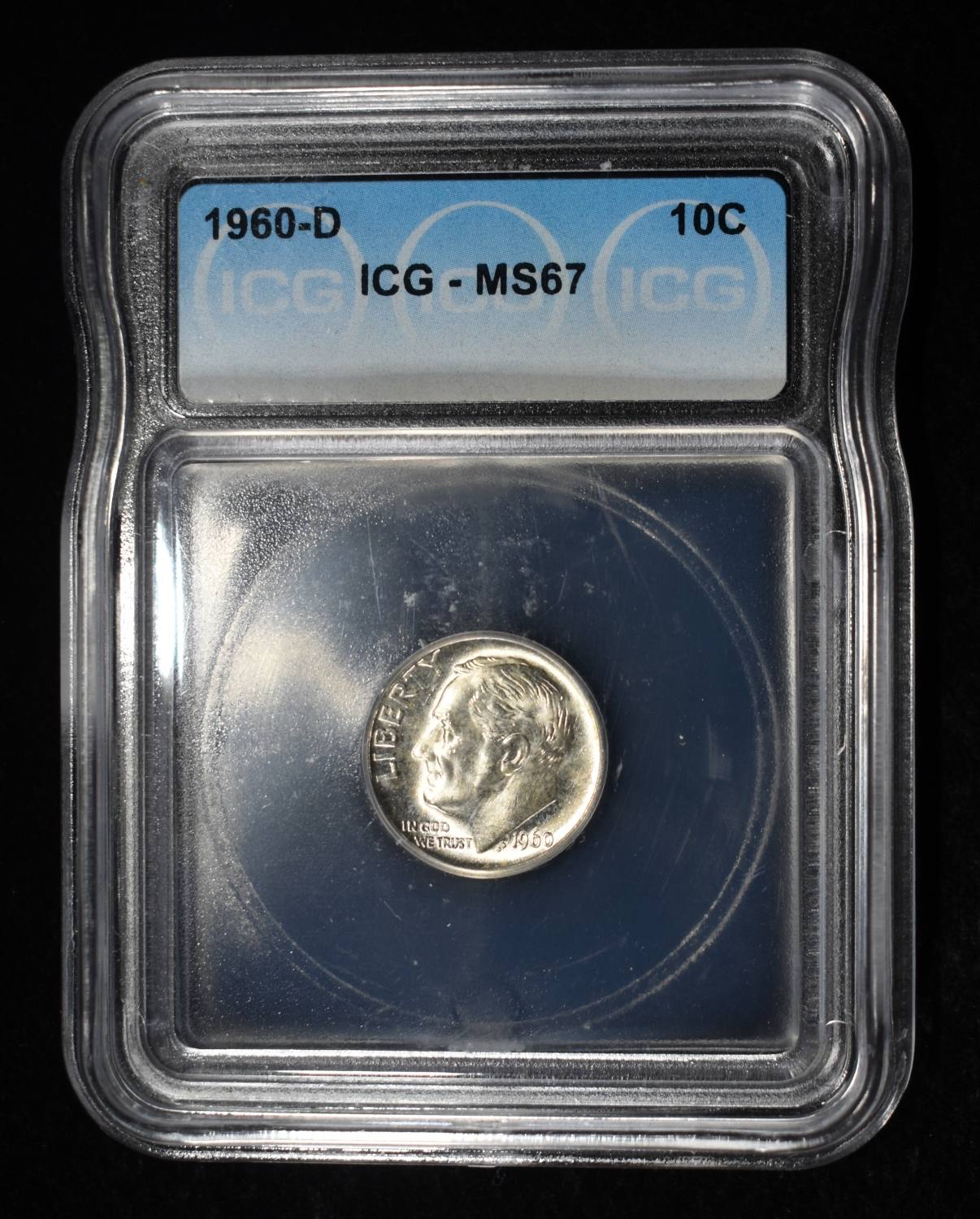 1960-D ROOSEVELT DIME ICG MS67