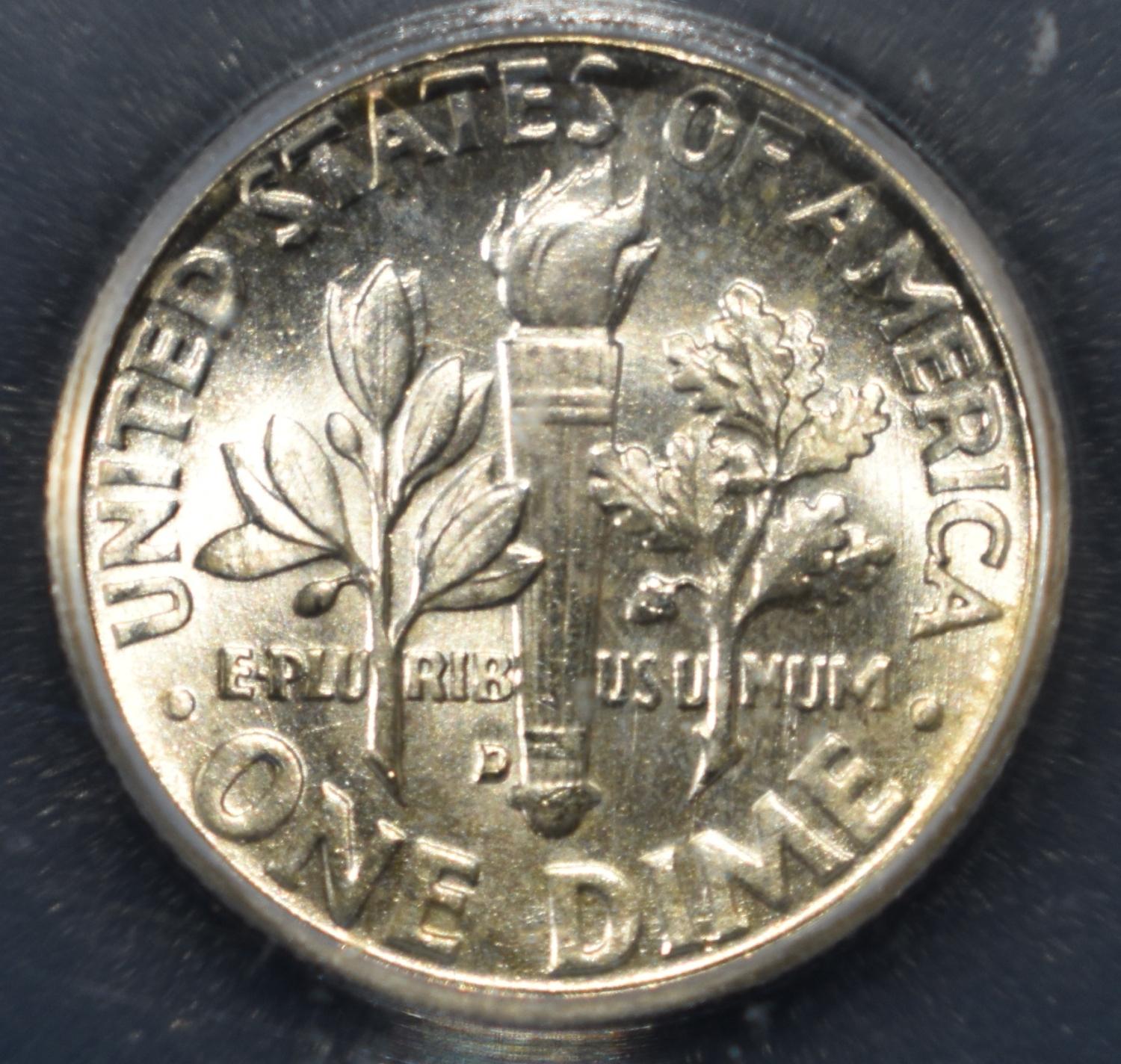 1960-D ROOSEVELT DIME ICG MS67