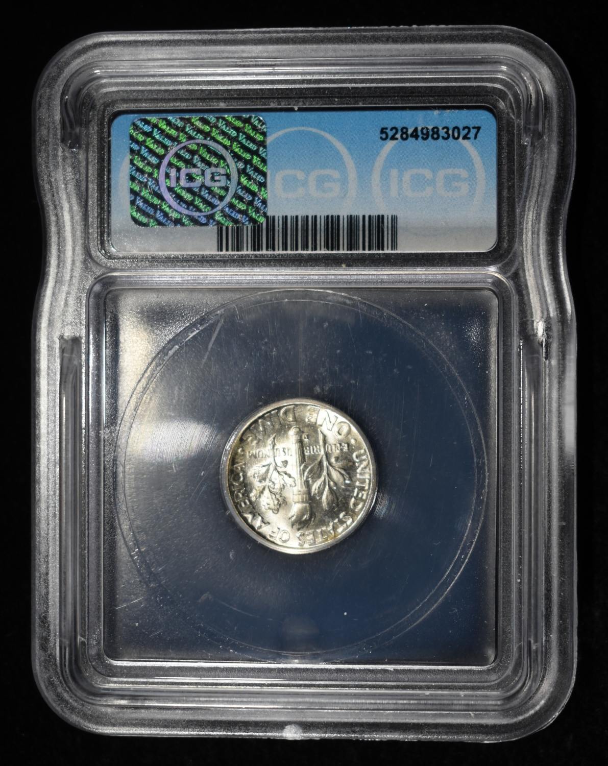 1960-D ROOSEVELT DIME ICG MS67