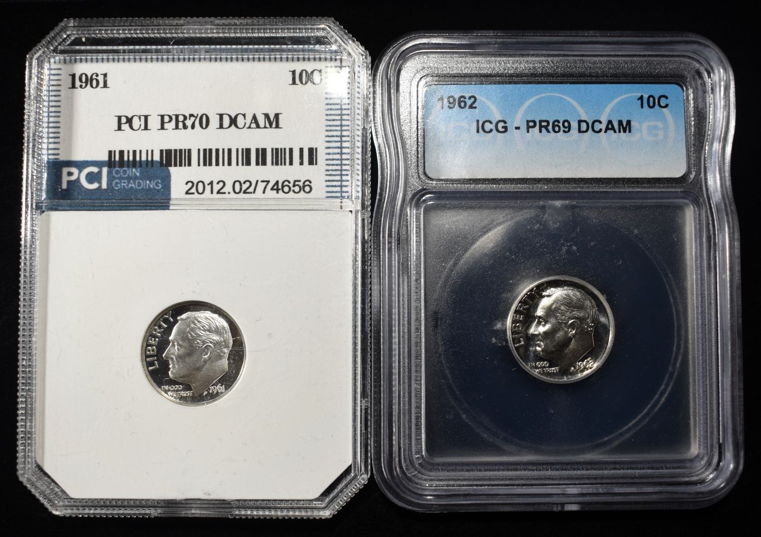 (2) GRADED ROOSEVELT DIMES