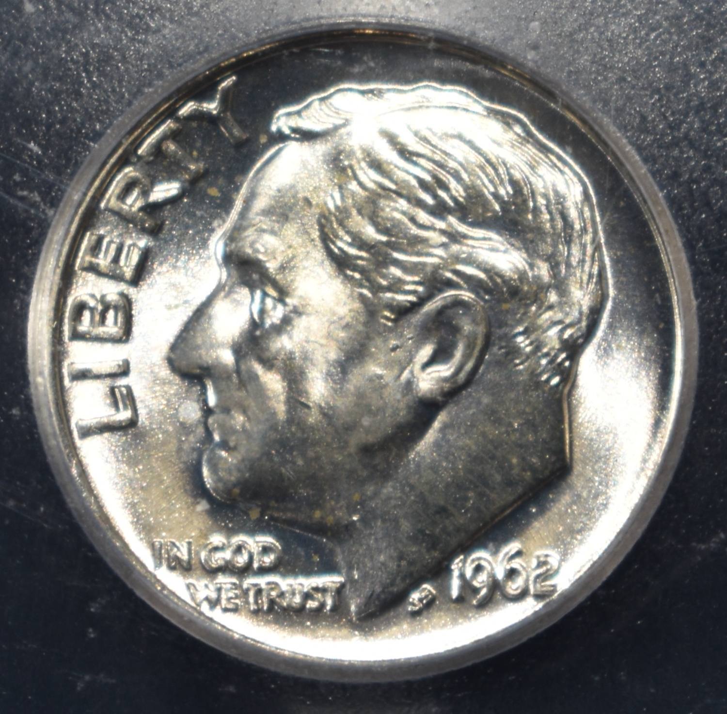 1962-D ROOSEVELT DIME ICG MS67