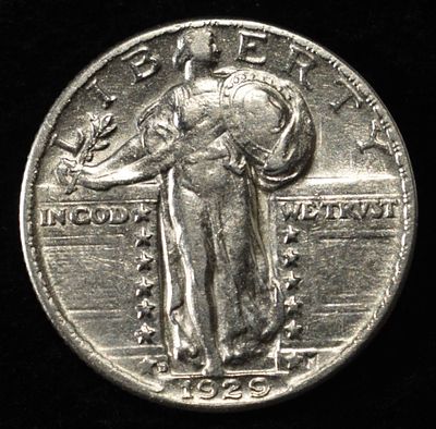 1929-D STANDING LIBERTY QUARTER. BID WITH SILVER CITY AUCTIONS ESTIMATE $110 - $160.