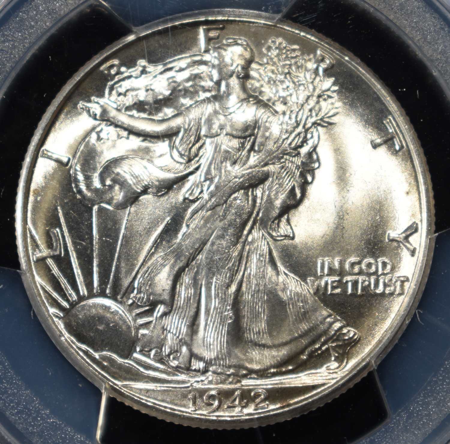 1942 WALKING LIBERTY HALF PCGS MS-64