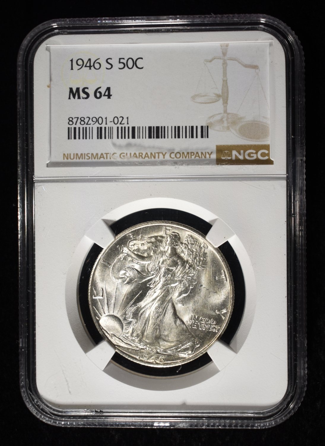 1946-S WALKING LIBERTY HALF DOLLAR NGC MS64