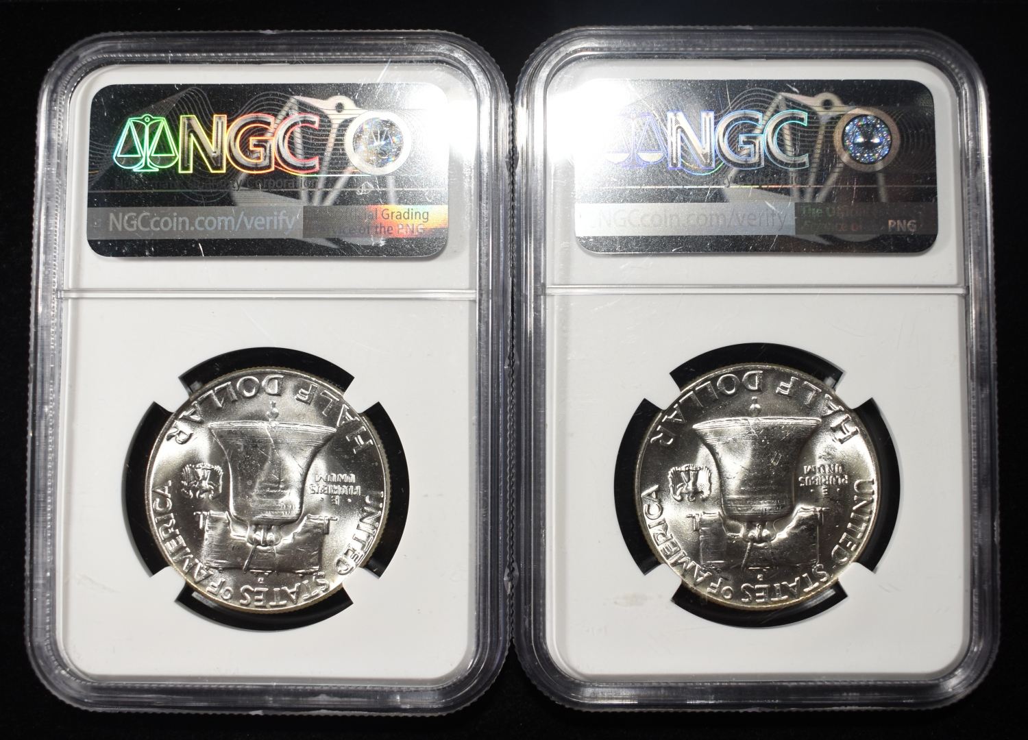 (2) 1961-D FRANKLIN HALF DOLLARS NGC MS64