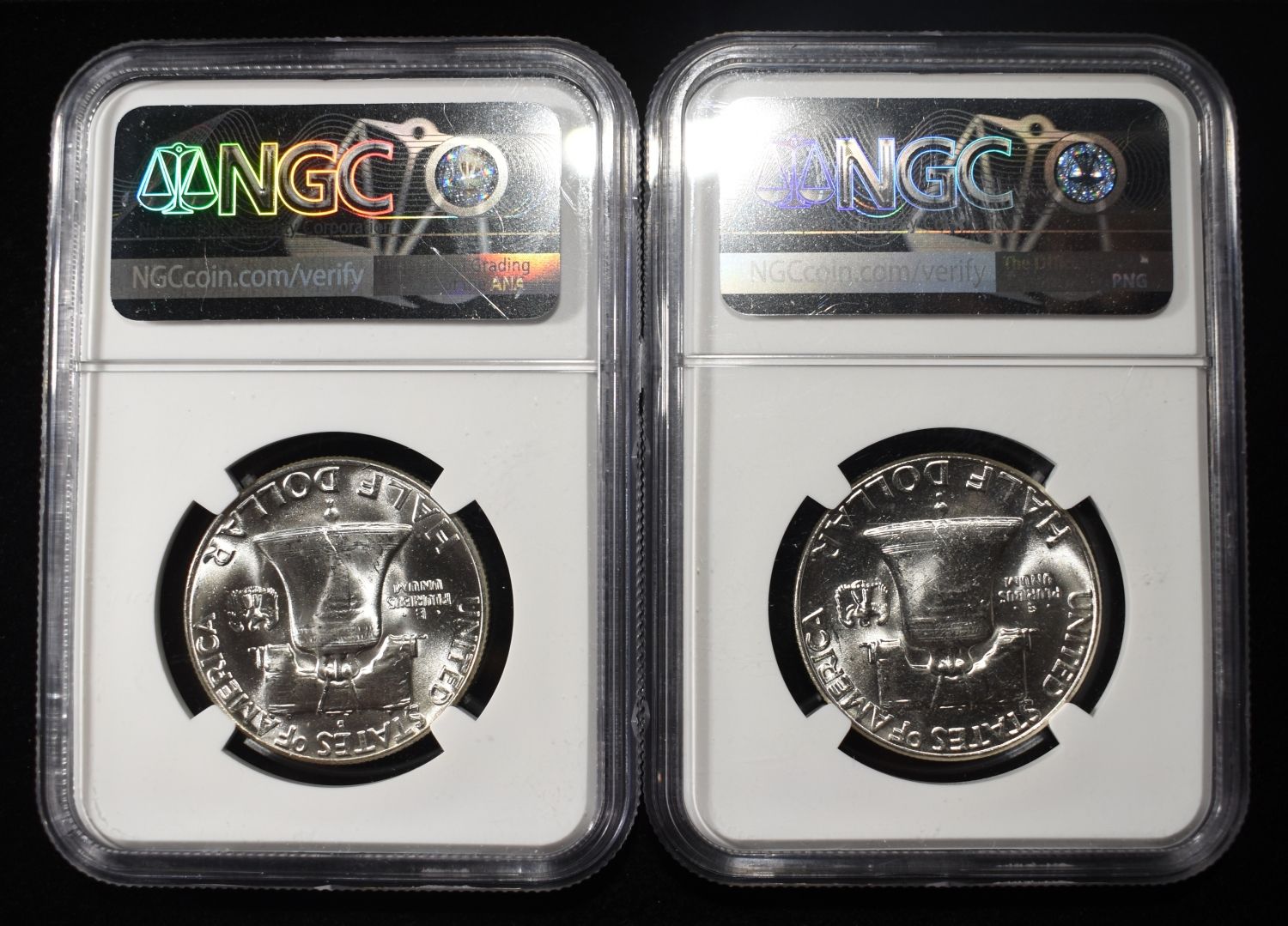 1961-D & 1963 FRANKLIN HALF DOLLARS NGC MS64