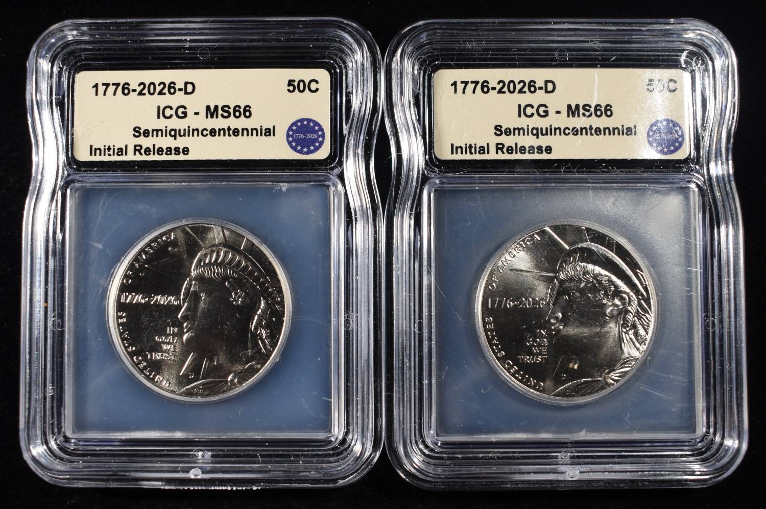 (2) 2026-D 50C ENDURING LIBERTY ICG MS66