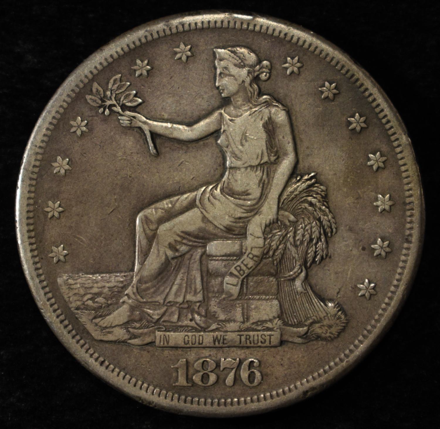 1876-CC TRADE DOLLAR VF