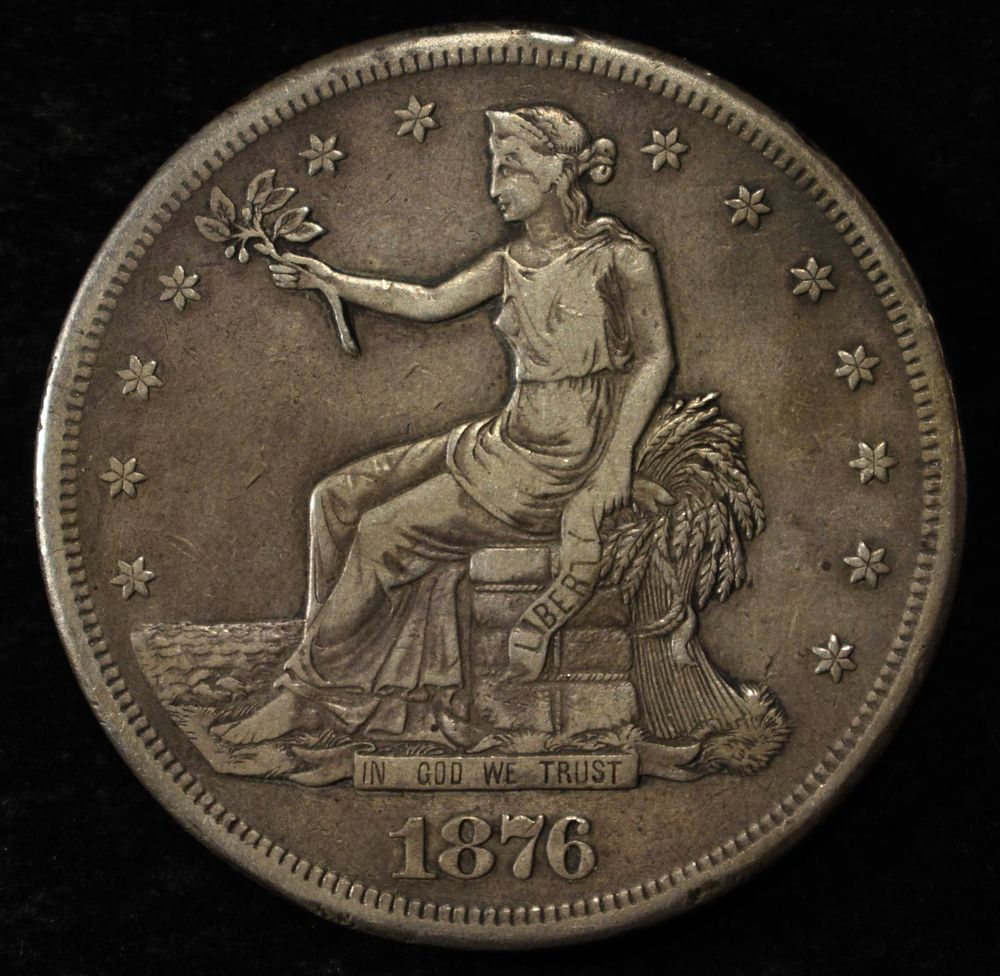 1876-CC TRADE DOLLAR VF. CHECK OUT OUR UPCOMING AUCTIONS ESTIMATE $900 - $1100.