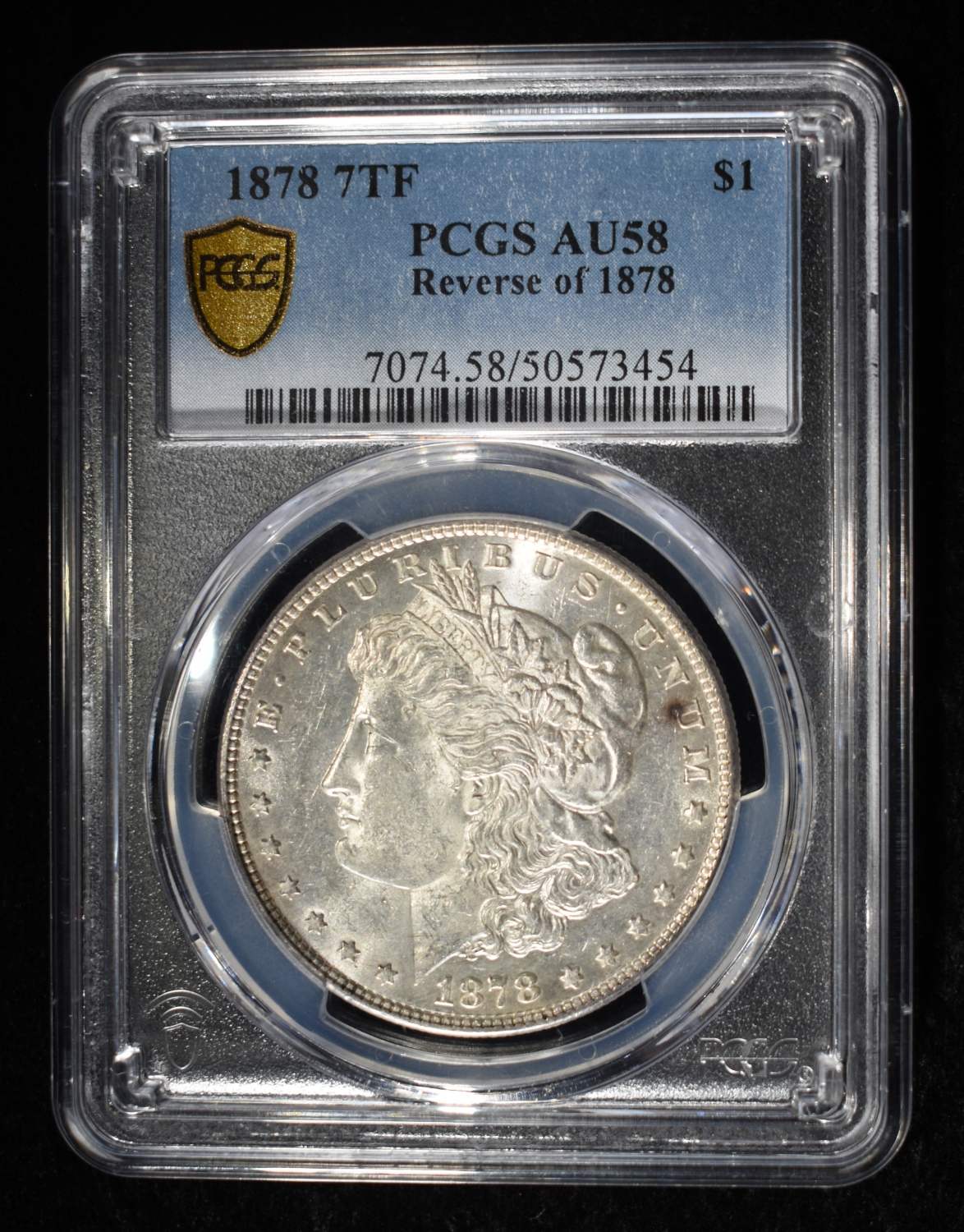 1878 7TF REV. 78 MORGAN DOLLAR PCGS AU-58