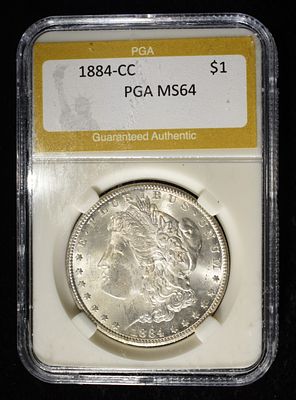 1884-CC MORGAN DOLLAR PGA CH/GEM BU. TOP RATED AUCTION HOUSE ESTIMATE $440 - $490.
