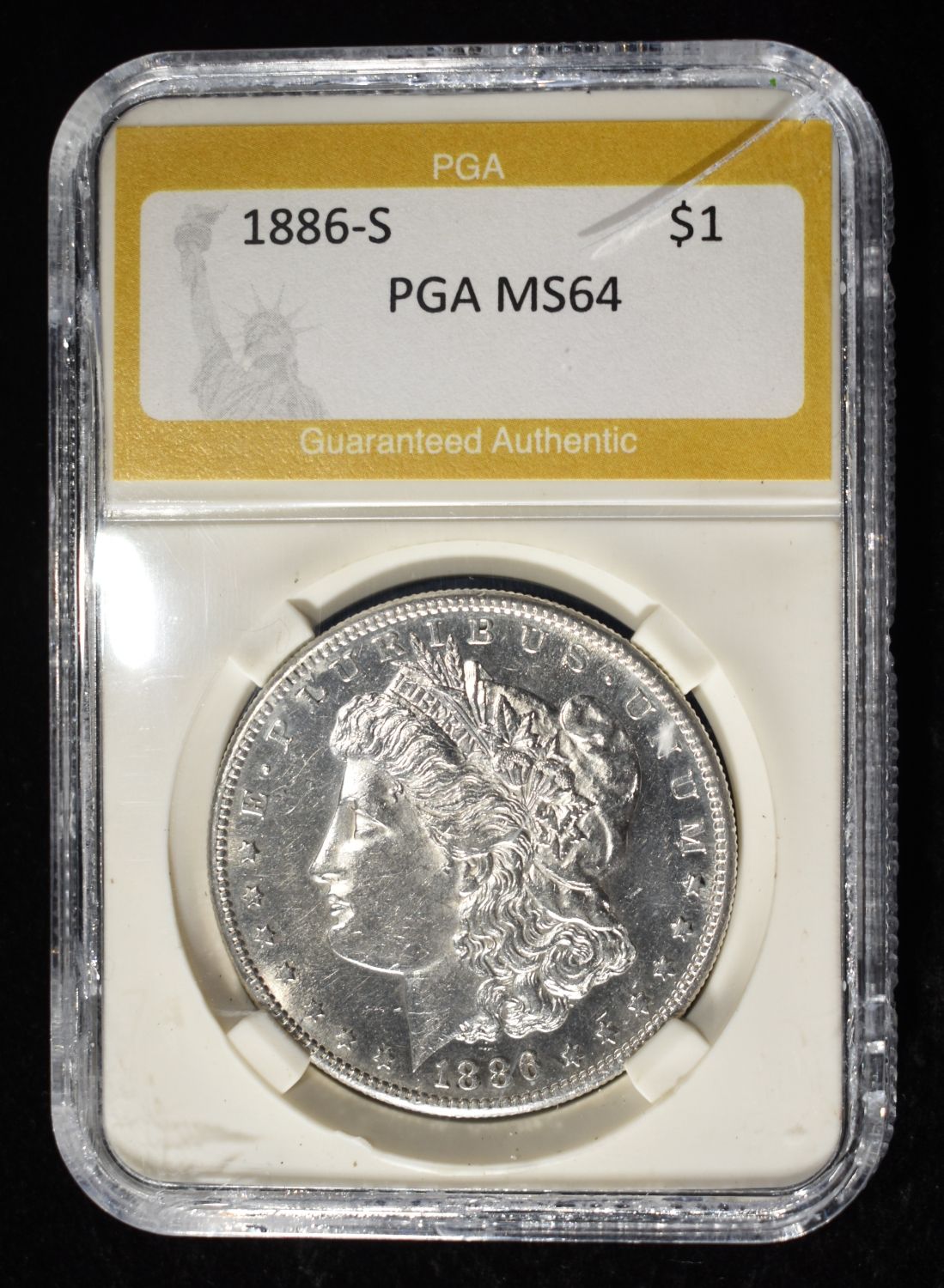 1886-S MORGAN DOLLAR PGA CH/GEM BU