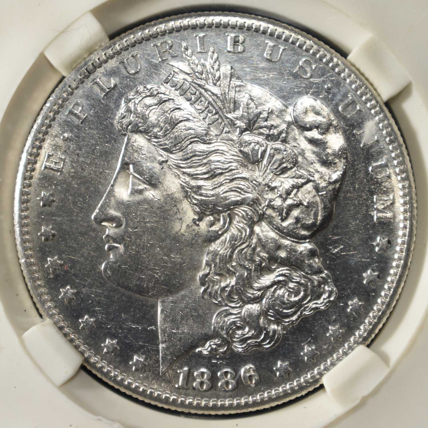 1886-S MORGAN DOLLAR PGA CH/GEM BU
