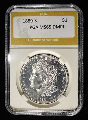 1889-S MORGAN DOLLAR PGA GEM BU DMPL. TOP RATED AUCTION HOUSE ESTIMATE $850 - $950.