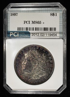 1897 MORGAN DOLLAR PCI GEM BU. CHECK OUT OUR UPCOMING AUCTIONS ESTIMATE $110 - $160.