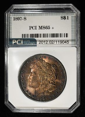 1897-S MORGAN DOLLAR PCI GEM BU. LEADERS IN ON-LINE AUCTIONS ESTIMATE $180 - $230.