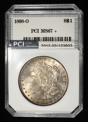 1898-O MORGAN DOLLAR PCI SUPERB GEM BU. LEADERS IN ON-LINE AUCTIONS ESTIMATE $360 - $410.