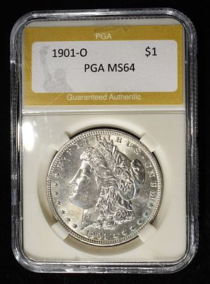 1901-O MORGAN DOLLAR PGA CH/GEM BU. TOP RATED AUCTION HOUSE ESTIMATE $120 - $170.