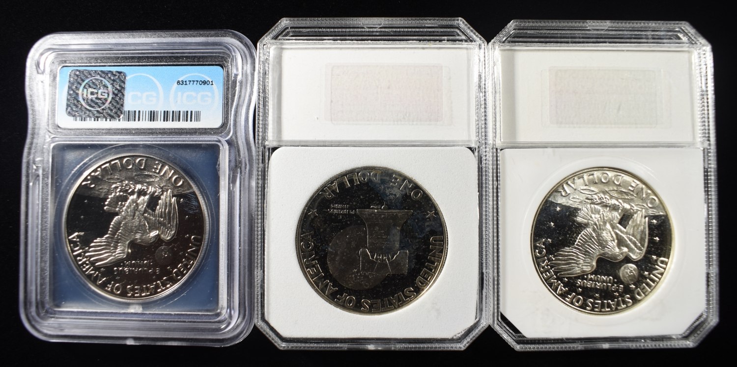 (3) GRADED EISENHOWER DOLLARS