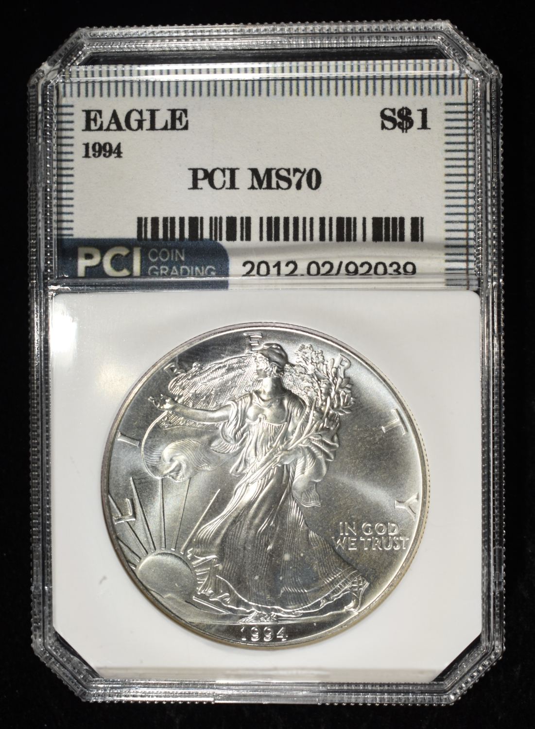 1994 AMERICAN SILVER EAGLE PCI PERFECT GEM BU