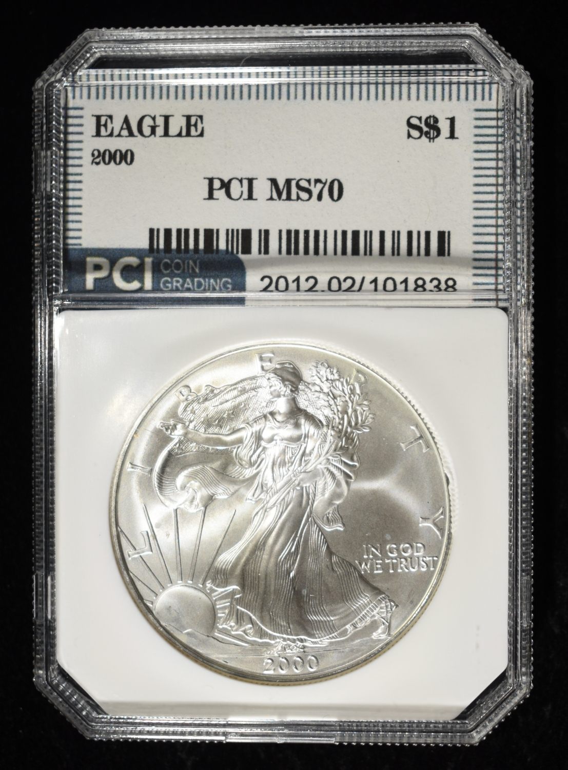 2000 AMERICAN SILVER EAGLE PCI PERFECT GEM BU