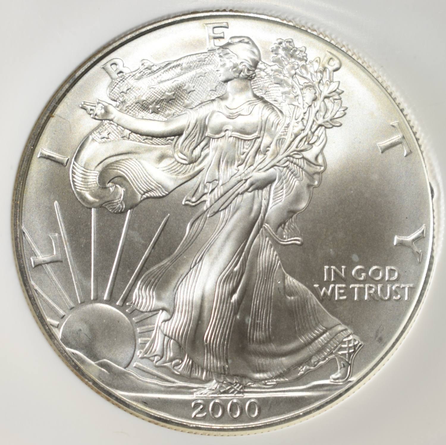 2000 AMERICAN SILVER EAGLE PCI PERFECT GEM BU