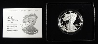 2022 AMERICAN SILVER EAGLE PROOF. CHECK OUT OUR UPCOMING AUCTIONS ESTIMATE $120 - $170.