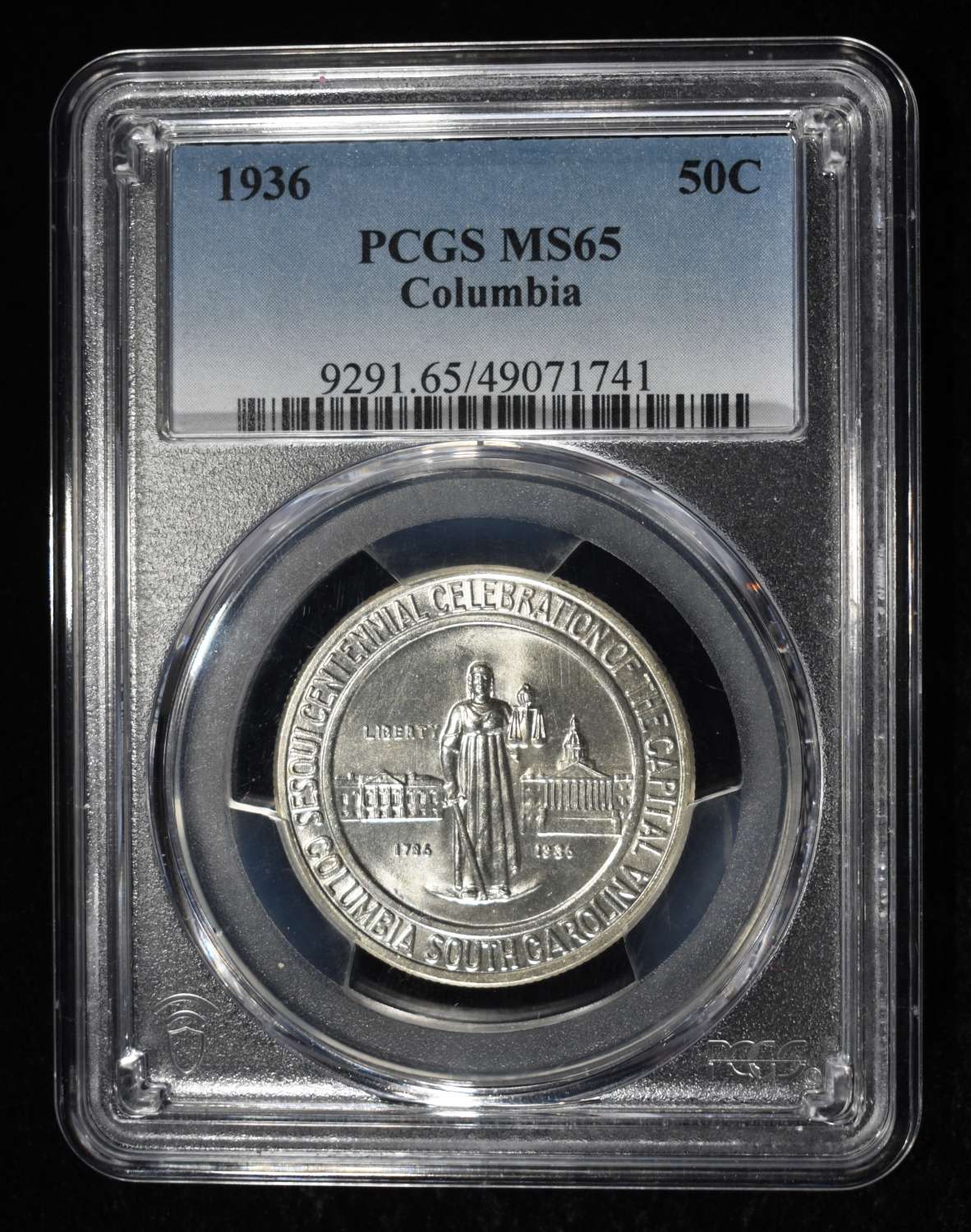 1936 COLUMBIA COMMEM HALF PCGS MS-65