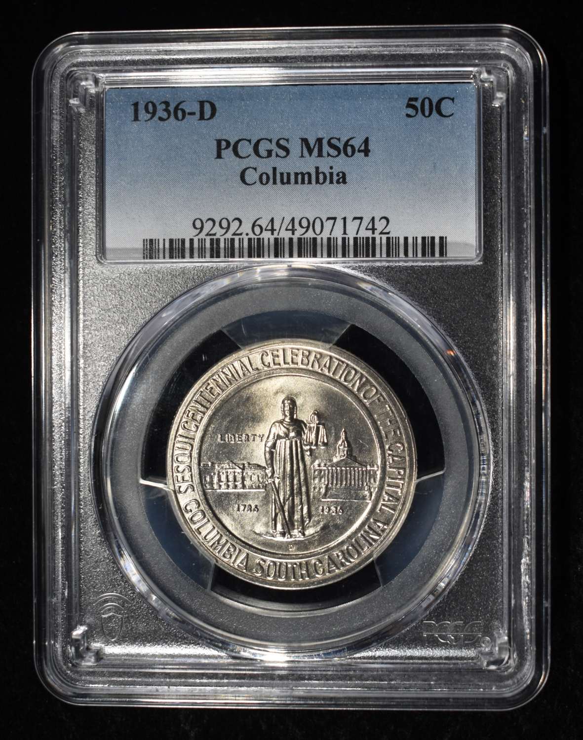 1936-D COLUMBIA COMMEM HALF PCGS MS-64