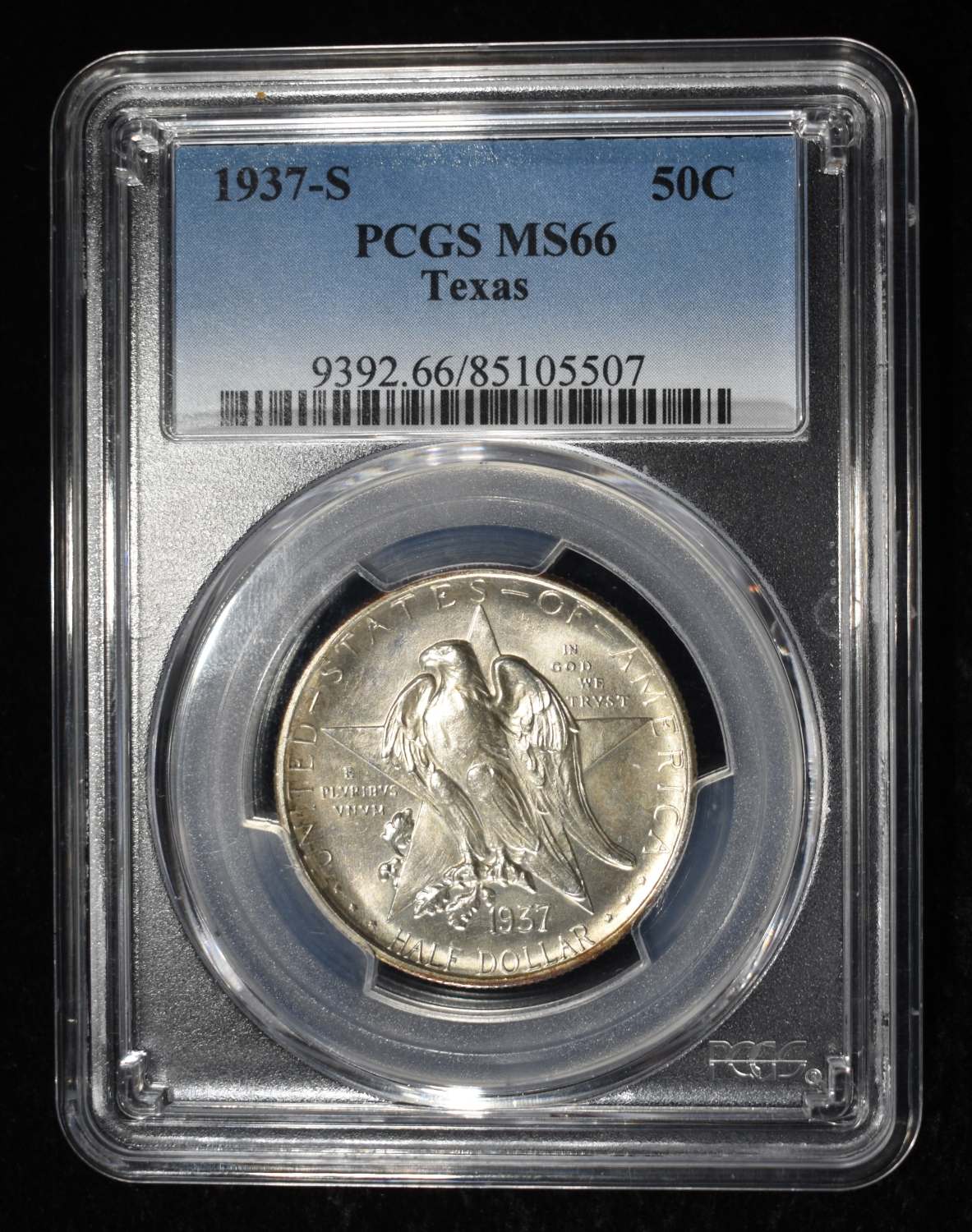 1937-S TEXAS COMMEM HALF DOLLAR PCGS MS-66