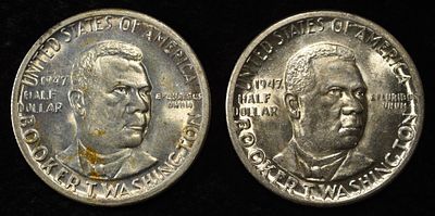 1947-D,S BTW COMMEM HALVES CH BU. LEADERS IN ON-LINE AUCTIONS ESTIMATE $130 - $150.