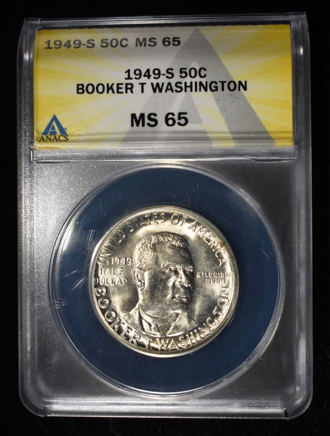 1949-S BOOKER T WASHINGTON COMMEM HALF ANACS MS-65