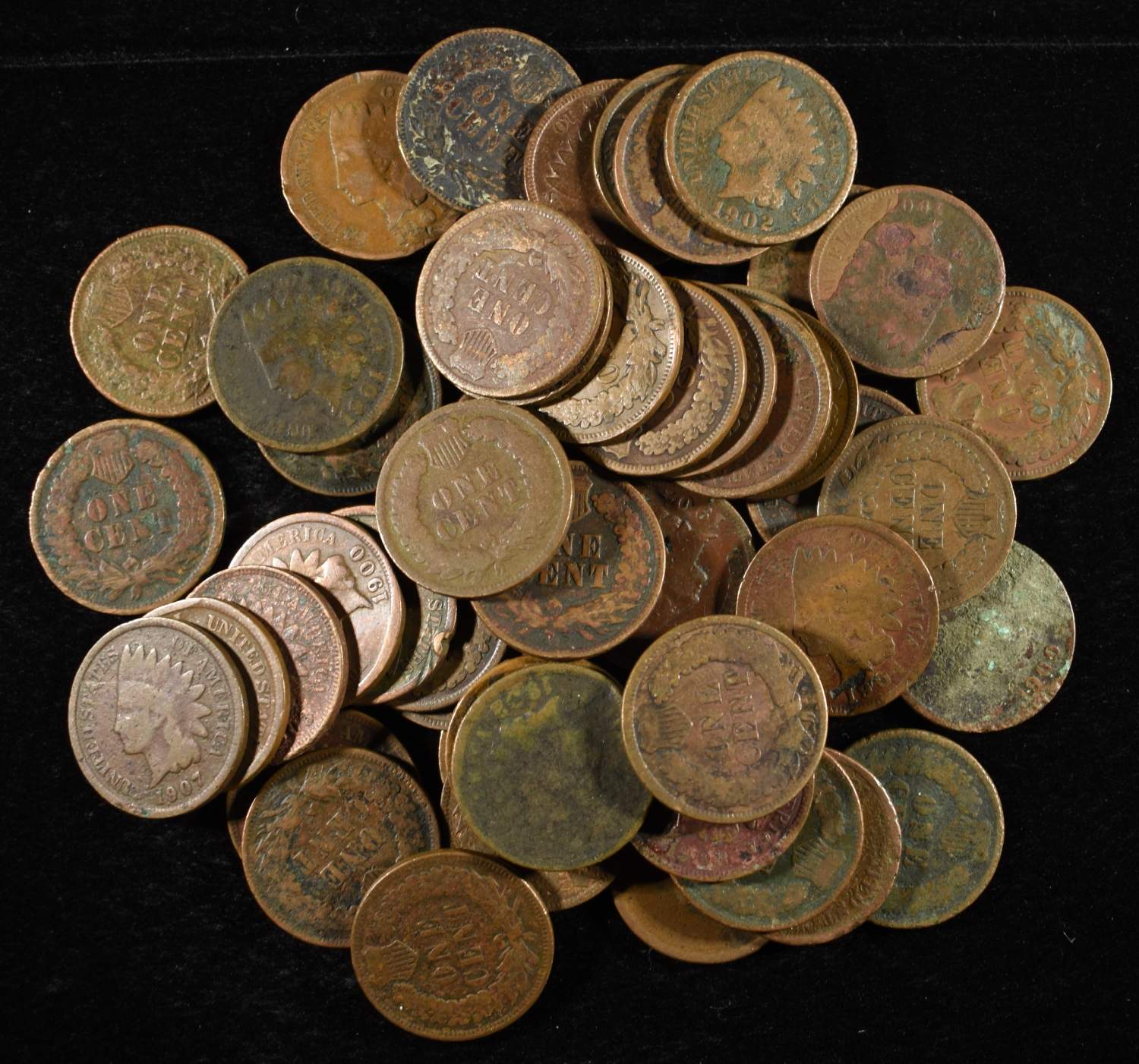 (50) INDIAN HEAD CENTS