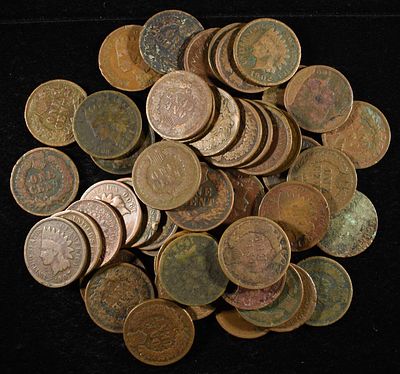 (50) INDIAN HEAD CENTS. LEADERS IN ON-LINE AUCTIONS ESTIMATE $80 - $120.