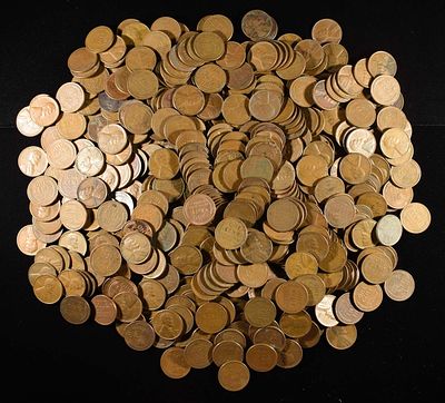 (500) WHEAT CENTS. BID WITH SILVER CITY AUCTIONS ESTIMATE $90 - $130.