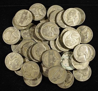 (40) WAR NICKELS. TOP RATED AUCTION HOUSE ESTIMATE $130 - $180.