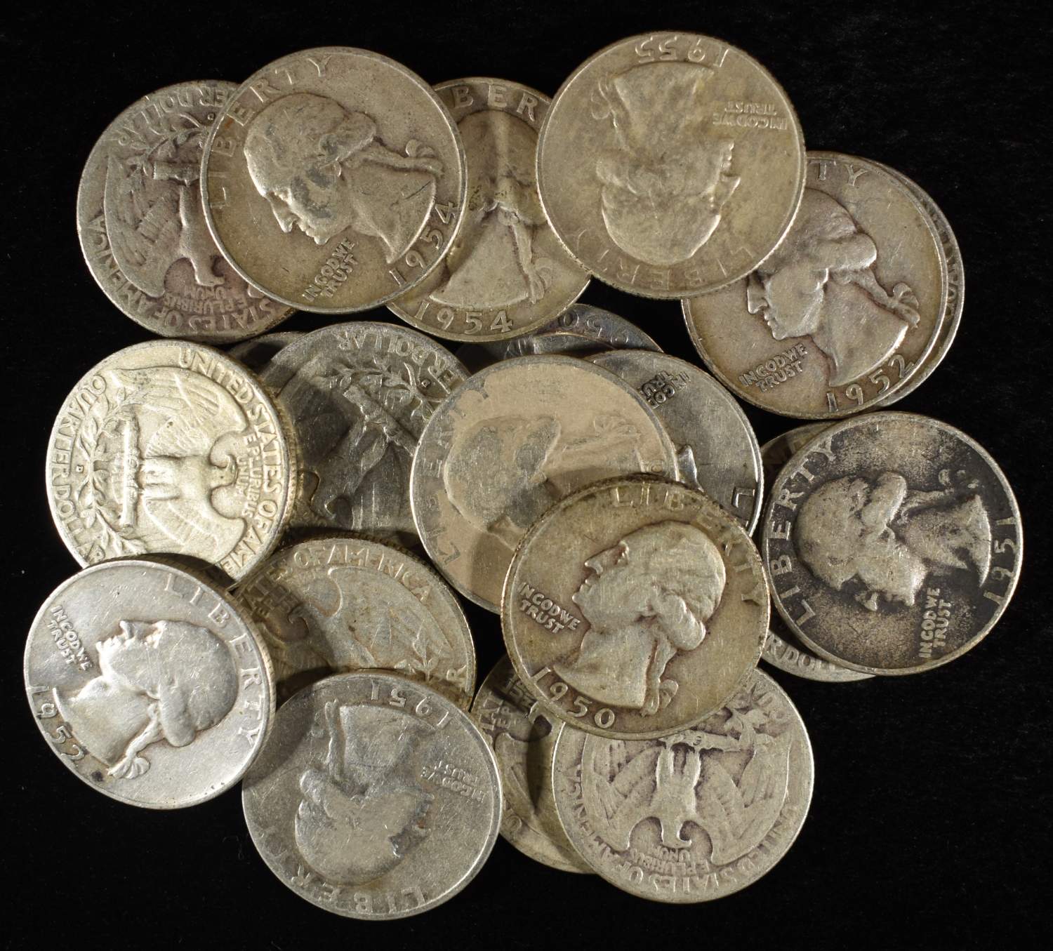 (20) 90% SILVER WASHINGTON QUARTERS