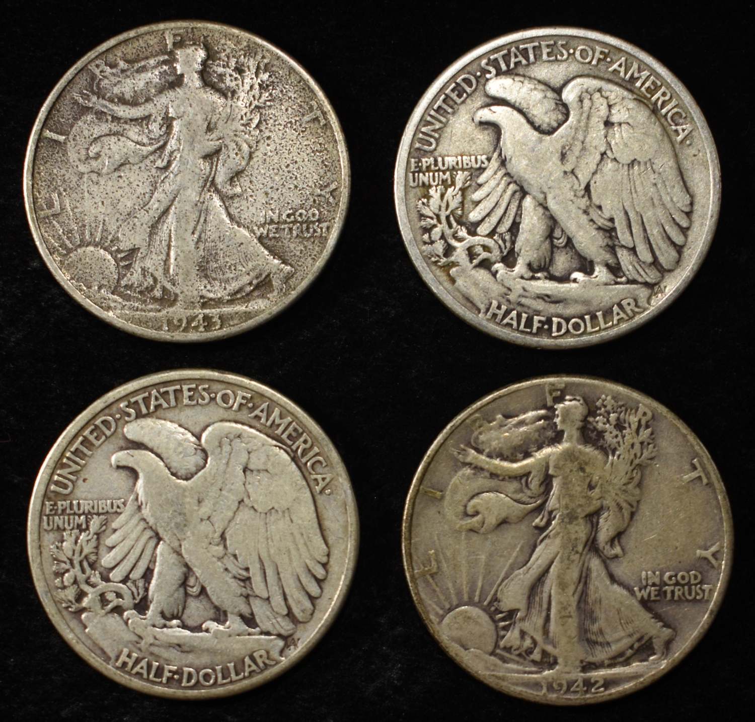 (10) 90% SILVER WALKING LIBERTY HALF DOLLARS