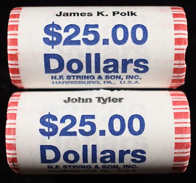 (50) $1 PRESIDENTAL DOLLARS. (25) $1 PRESIDENTAL JAMES K. POLK & (25) $1 PRESIDENTAL JOHN TYLER 
