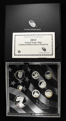 2012 LIMITED EDITION SILVER PROOF SET. LEADERS IN ON-LINE AUCTIONS ESTIMATE $260 - $310.