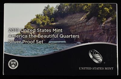2018 AMERICA THE BEAUTIFUL SILVER PROOF SET. LEADERS IN ON-LINE AUCTIONS ESTIMATE $90 - $130.