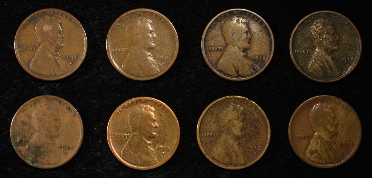 8 NICE EARLY SEMIKEY WHEAT CENTS