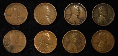 8 NICE EARLY SEMIKEY WHEAT CENTS. 10-S, 11-D, 13-D, 13-S, 14-S 15, 15-S & 16-S ESTIMATE $60 - $80.