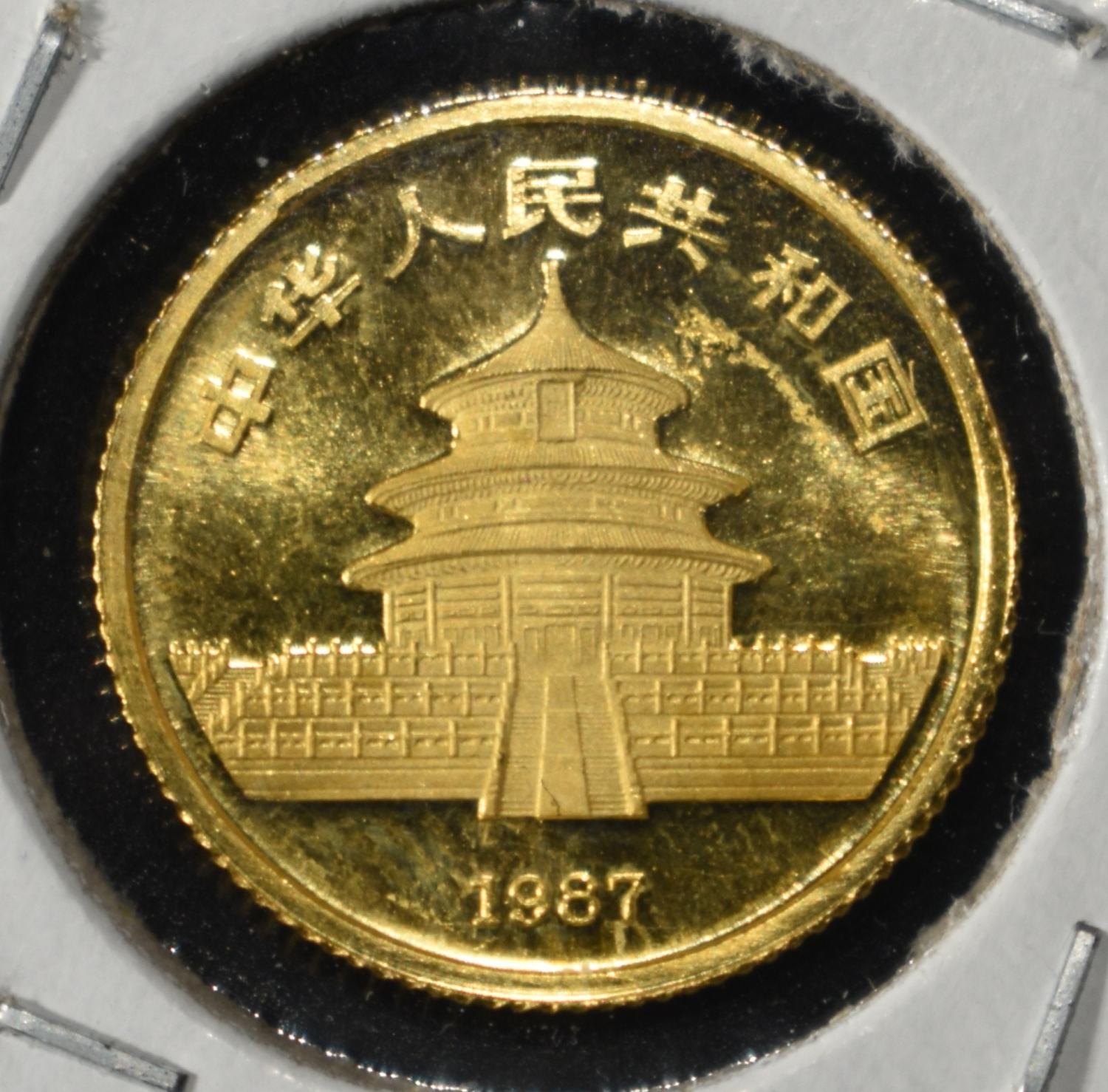 1987 PANDA 1/10OZ .999 GOLD CH BU