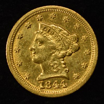 1844-D $2.50 LIBERTY GOLD BU OLD CLEANING. LEADERS IN ON-LINE AUCTIONS ESTIMATE $11000 - $11500.