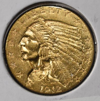 1912 $2.5 INDIAN GOLD BU. TOP RATED AUCTION HOUSE ESTIMATE $1000 - $1100.