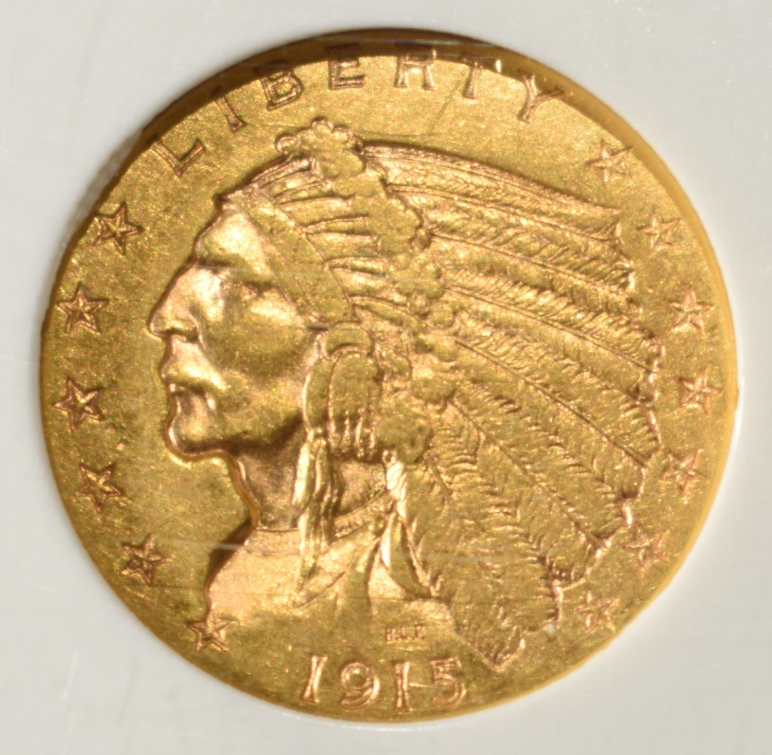 1915 $2.50 INDIAN GOLD PCI AU/BU