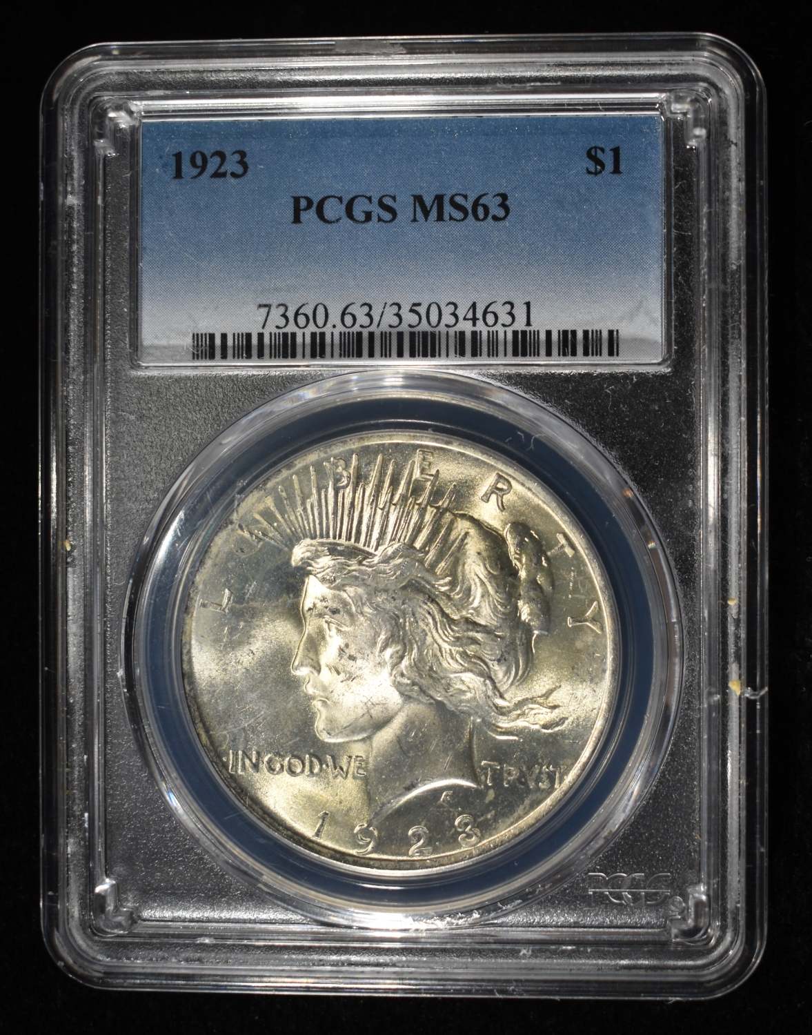 1923 PEACE DOLLAR PCGS MS63