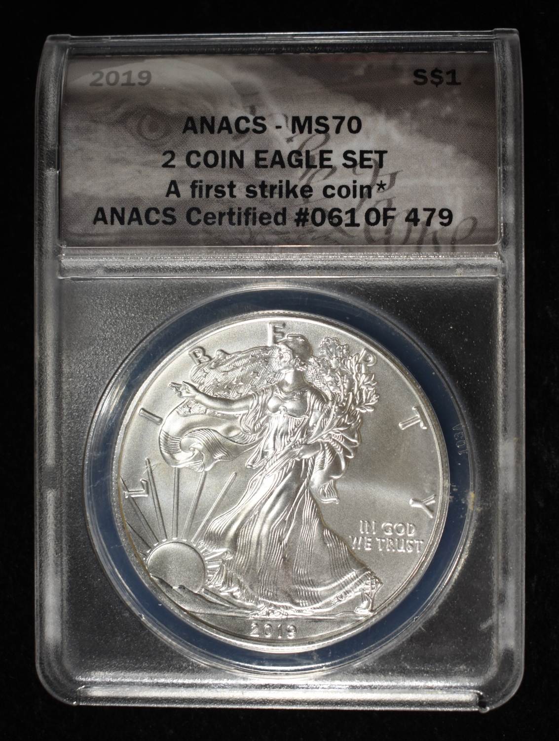 2019 AMERICAN SILVER EAGLE ANACS MS70