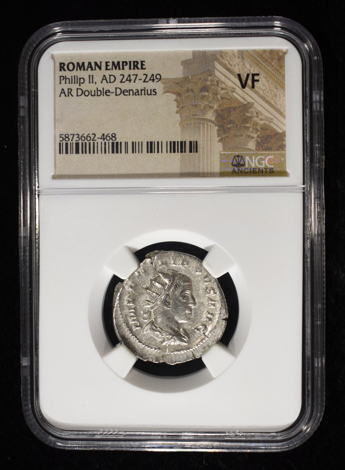AD 247-249 PHILIP II, AR DOUBLE-DENARIUS NGC VF